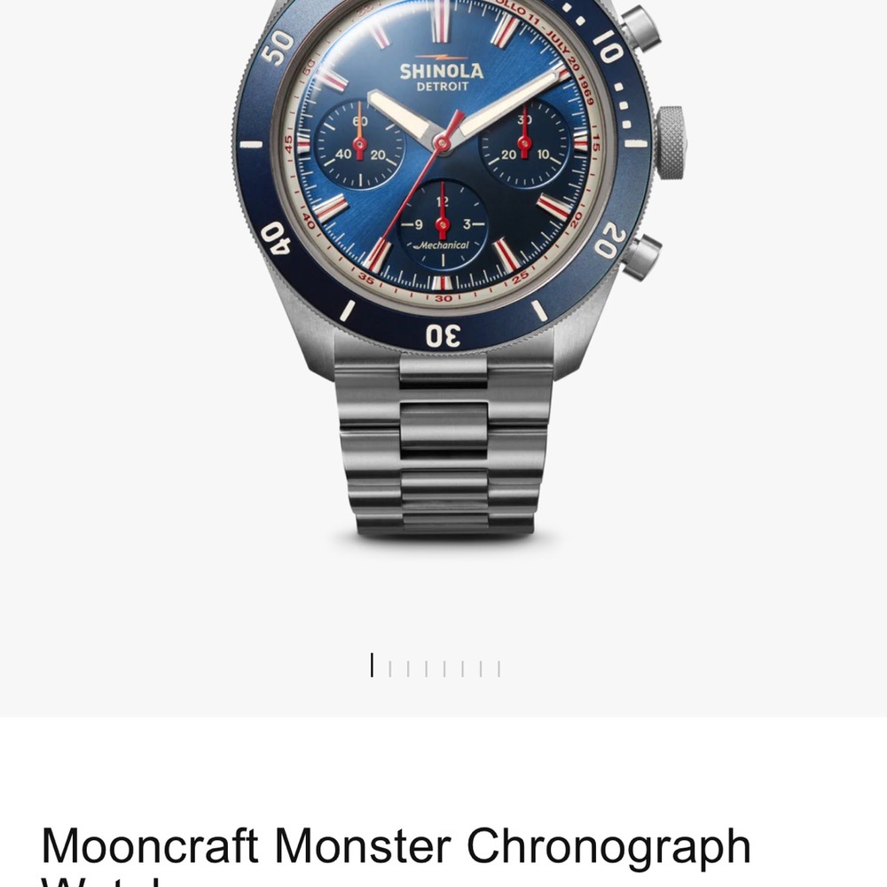 Shinola Men's Blue and Silver Chronograph Watch